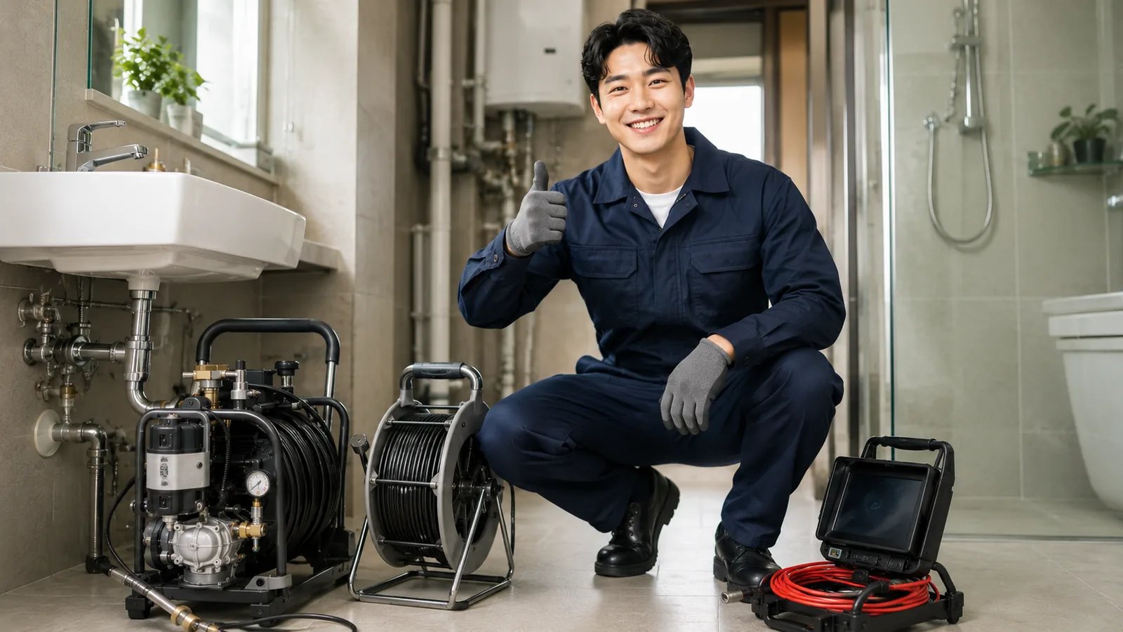 서울 동북권 하수구막힘 작업복 기술자와 고압세척·배관내시경 전문 장비